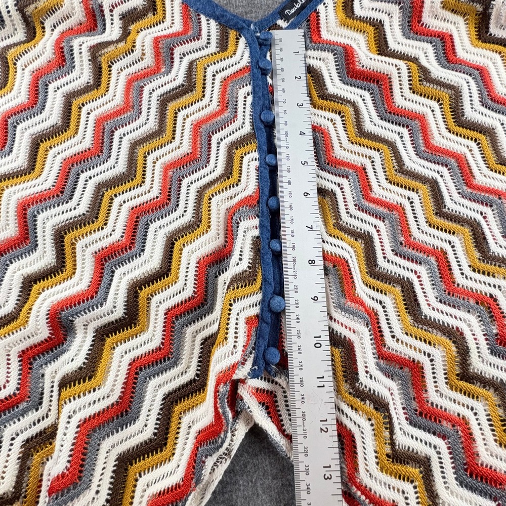 Double Zero Crochet Knit Tank Top Sz. M. Chevron Pattern Button Front Multicolor - Picture 8 of 9